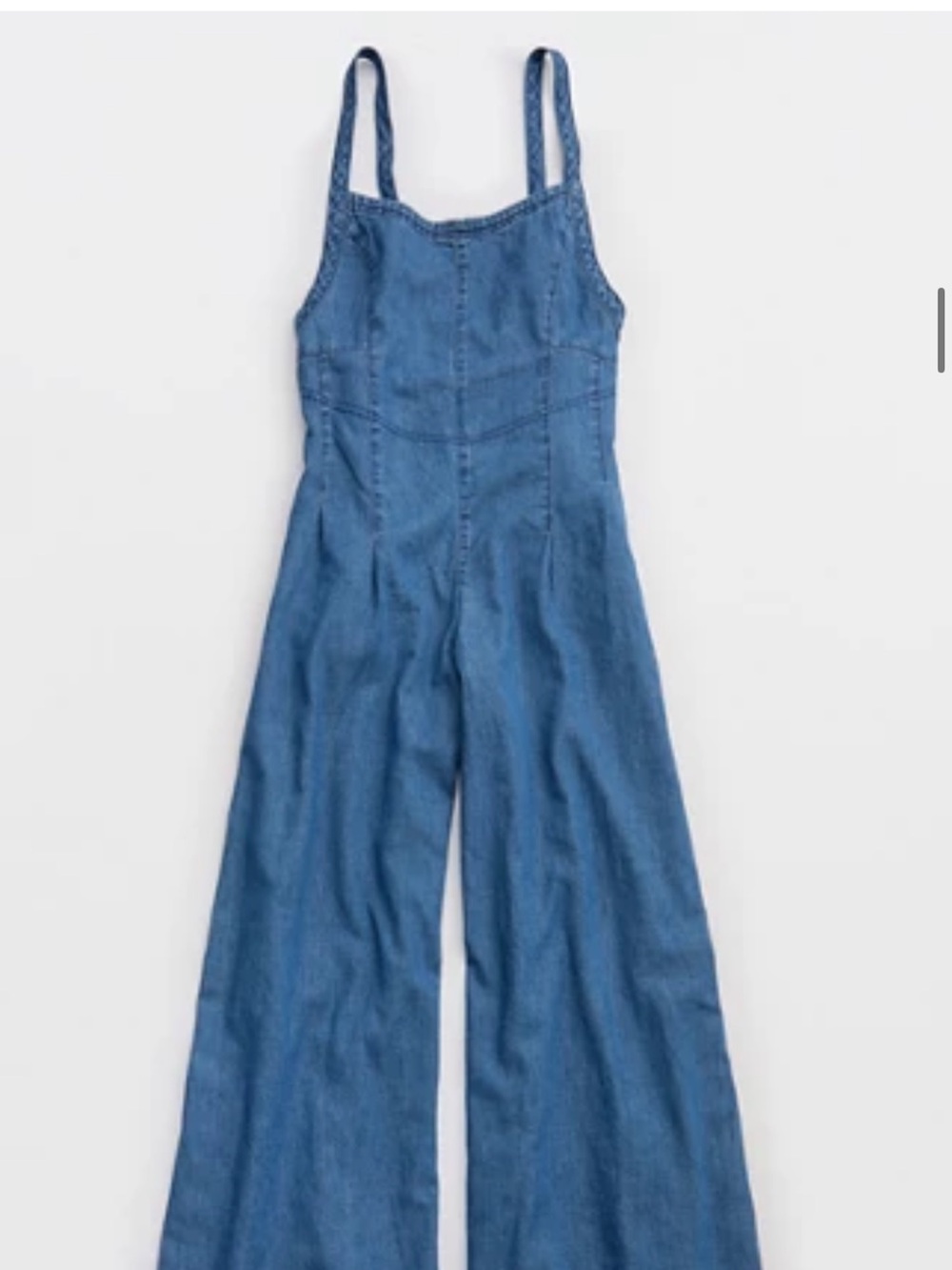 AERIE relaxed jumpsuit - Blue Denim Wide-Leg One-Piece Jumpsuit